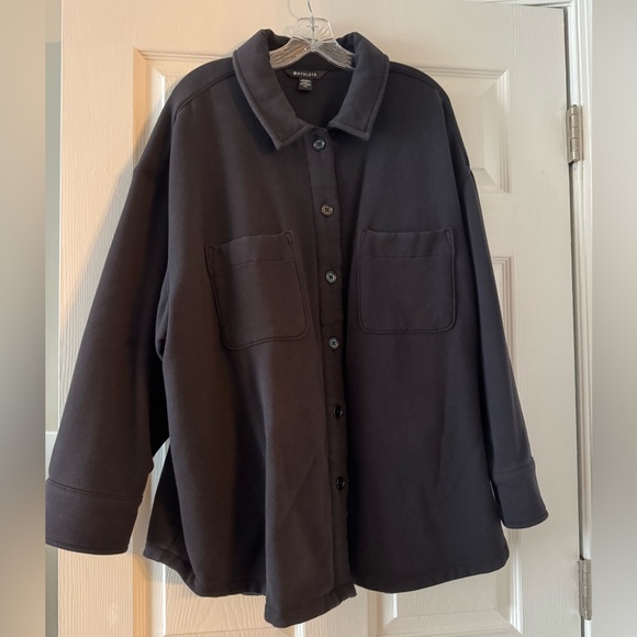 Athleta Black Button-Up Shirt Jacket - Picture 1 of 4